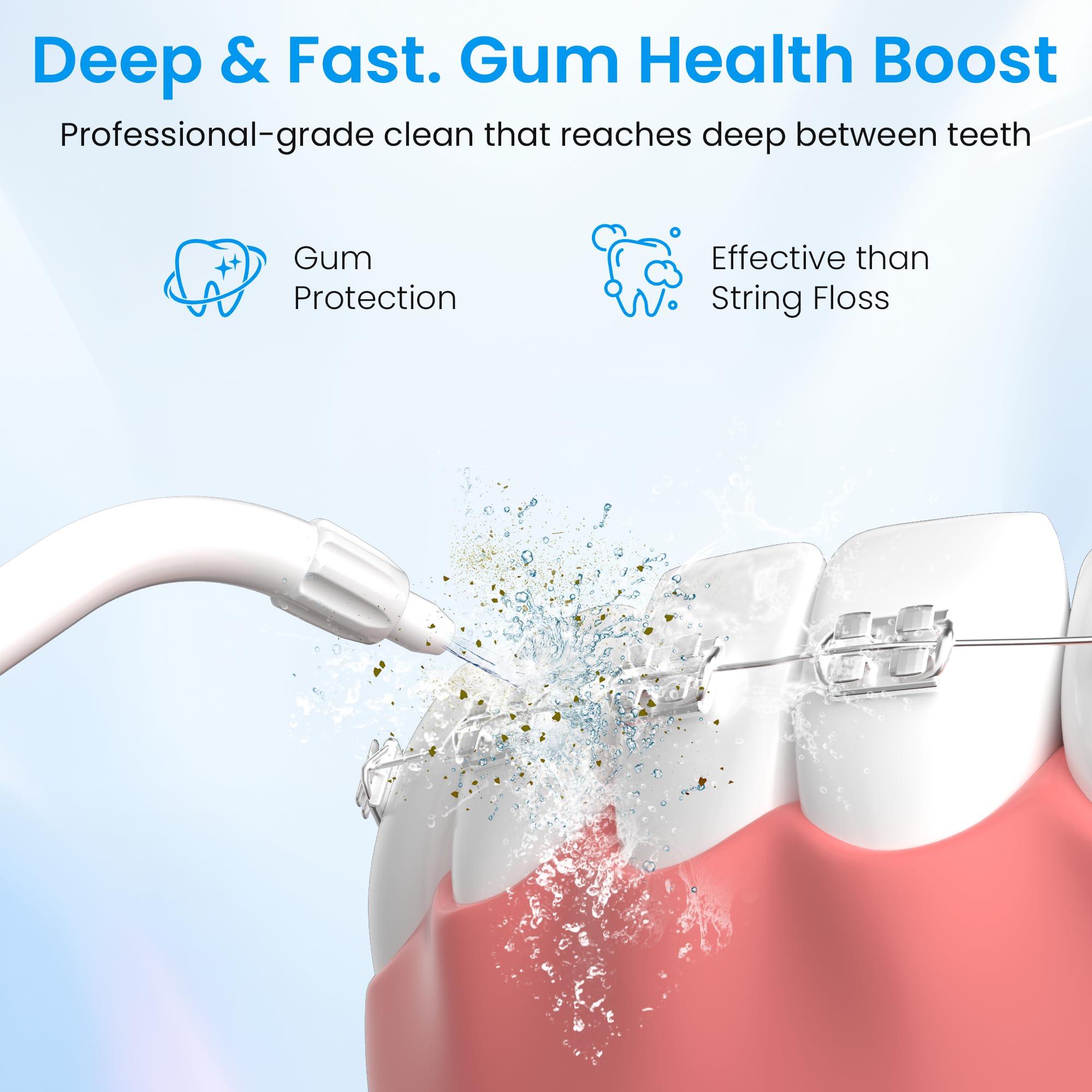 Hilo dental inalámbrico para limpieza de dientes y hilo dental, tanque grande de 350 ml, color blanco