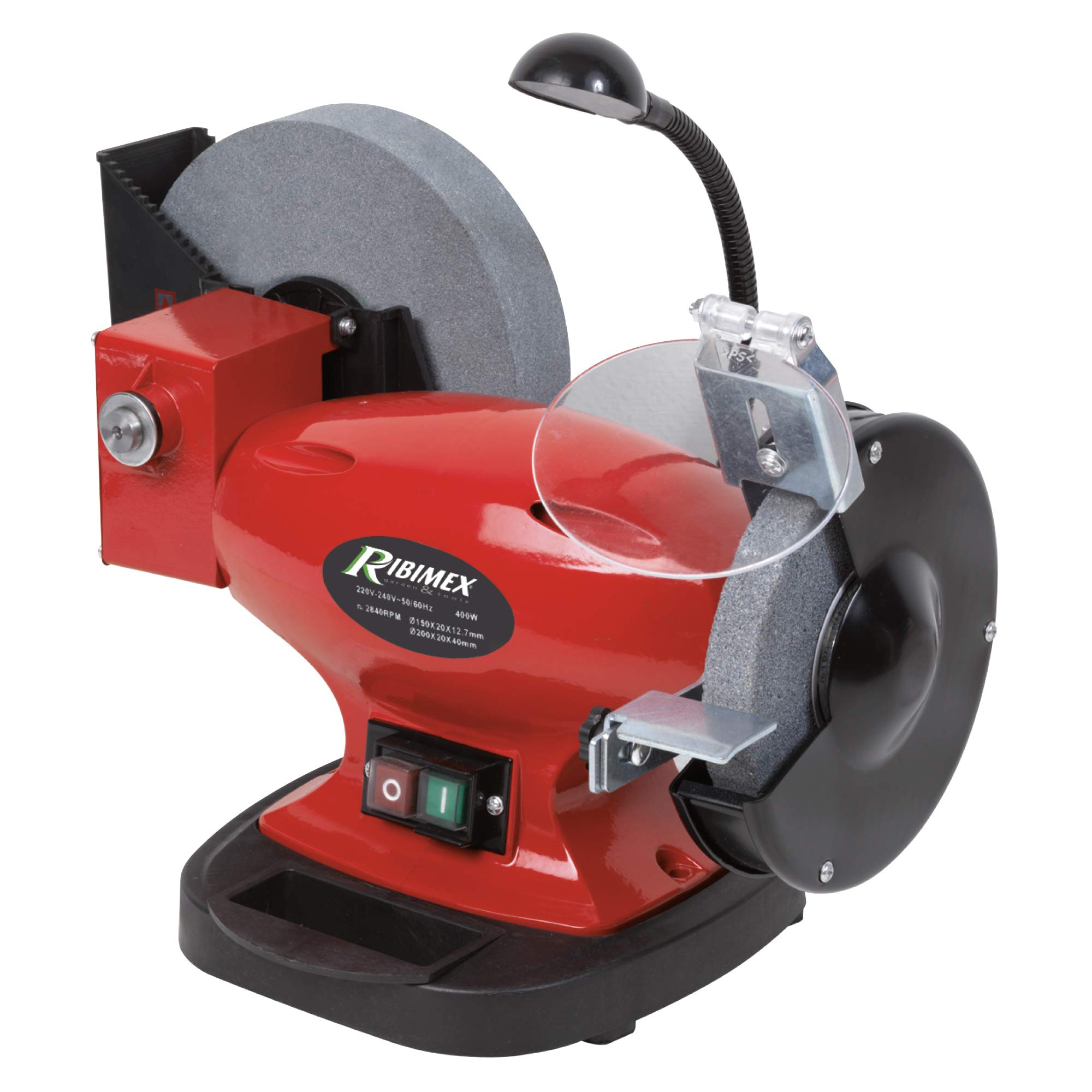 RIBIMEX PPRTMEMIX400 Smerigliatrice combinata da banco con mole 150 200 mm 400 W