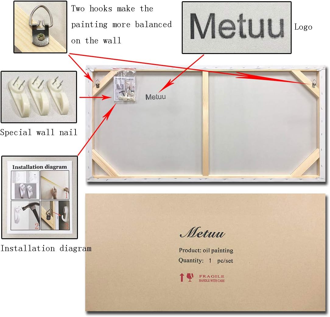 Metuu Canvas Paintings, Texture Palette Knife 3D Flowers Tree Paintings Modern Home Decor Wall Art Painting Colorful Wood Inside Framed Ready to Hang 24x48inch-1