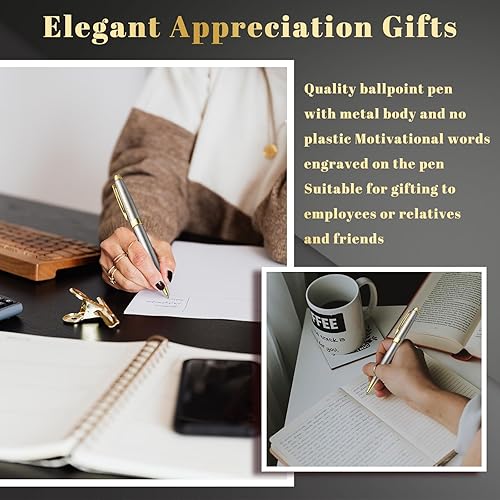 Miniatura 4 de Qilery Juego de 18 bolígrafos de regalo para empleados con 6 bolígrafos, 6 recambios negros y 6 cajas para hombres y mujeres, con texto en inglés