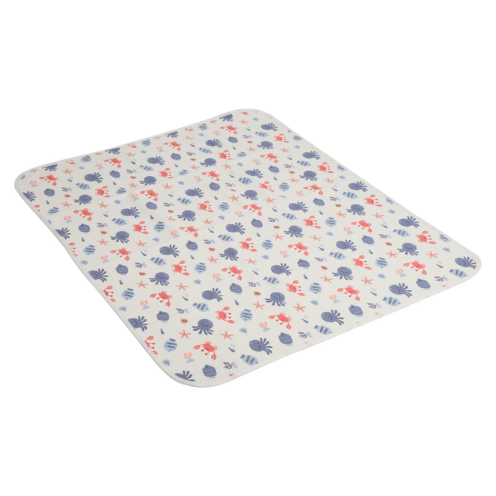 Fyearfly Wasserdichte Wickelunterlage, waschbar, atmungsaktive Baumwolle, 80 x 100 cm, Unterwasserwelt-Design, hält das Baby trocken, wiederverwendbare und weiche Wickelunterlage