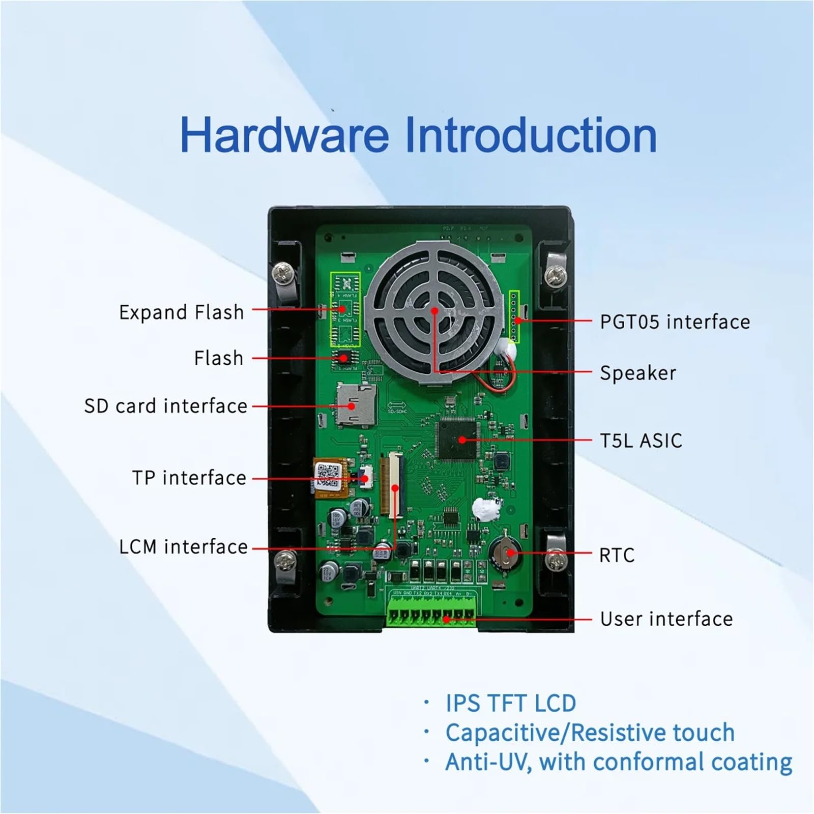 HMI touchscreen Modulo touch screen IPS-TFT-LCD for monitor HMI 800 * 480 LCM con supporto Shell Arduino, STM32 DMG80480T050_A5W(CTP with accessory)