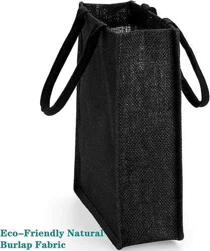 Miniatura 5 de DEAYOU Paquete de 8 bolsas de arpillera con asa, bolsas de regalo de yute reutilizables, bolsa de playa pequeña laminada en el interior, bolsa de