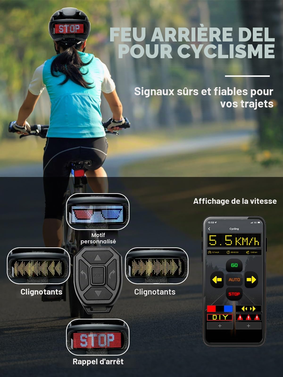 Casque de vélo LED Personnalisable, Route et Montagne, 8 aérations, Sangle réglable, Doublure EPS, Léger pour Adultes