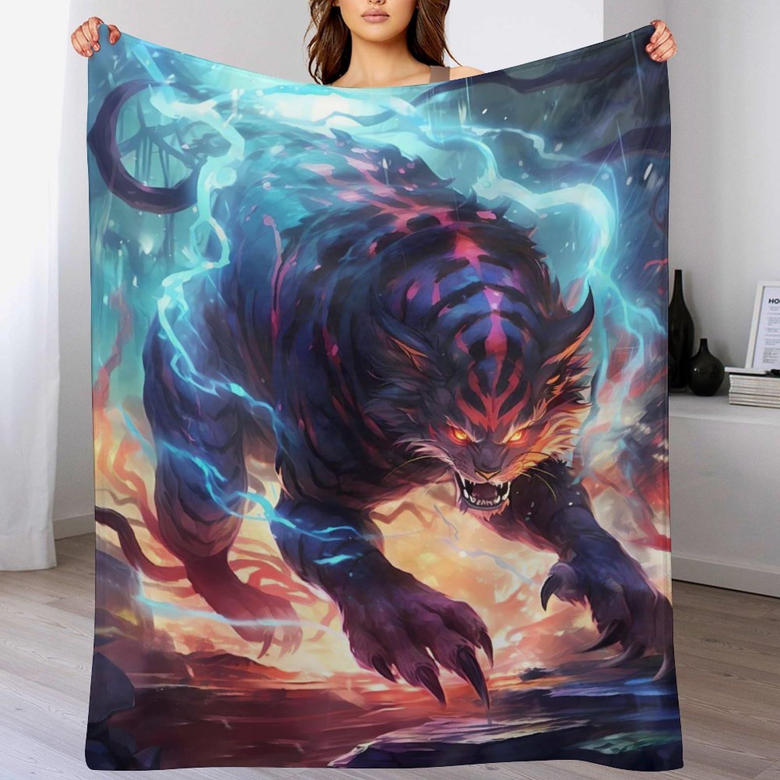 Couverture tigre plaid polaire en flannel douce couverture de lit chaude