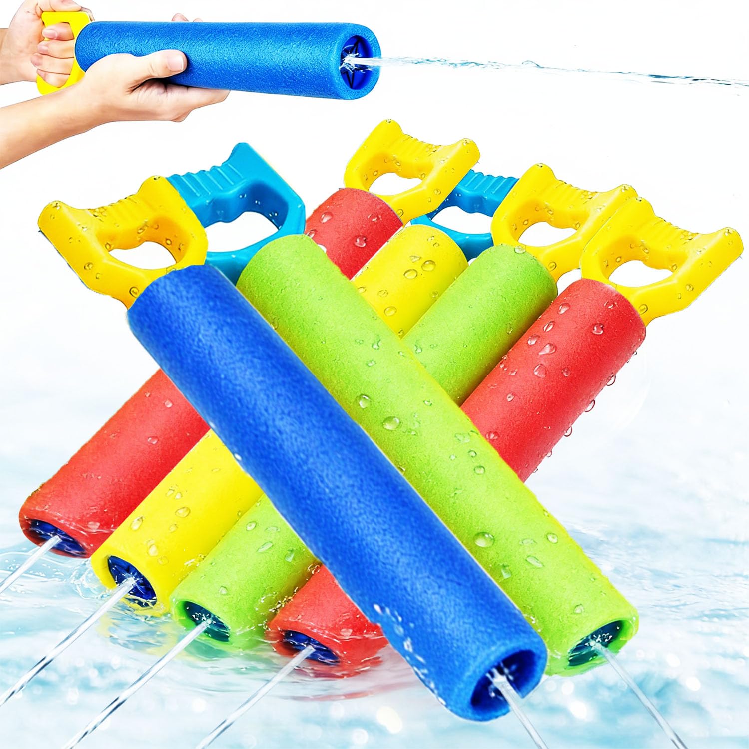 Lot de 6 Pistolet À Eau en Mousse pour Enfants, 38-62cm Pistolet à eaux Jeux Eau Exterieur Enfant, Grand Pistolet a Eau en Mousse pour Piscine, Jeu Jardin, Plage, Fête, Jeux Piscine Enfant