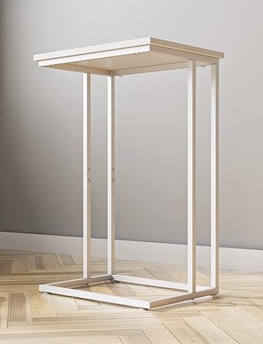 Miniatura 5 de Innerjoin Mesa auxiliar ancha en C, mesa de sofá C con marcos de metal, mesa auxiliar pequeña para sofá y cama, mesa C retro para computadora
