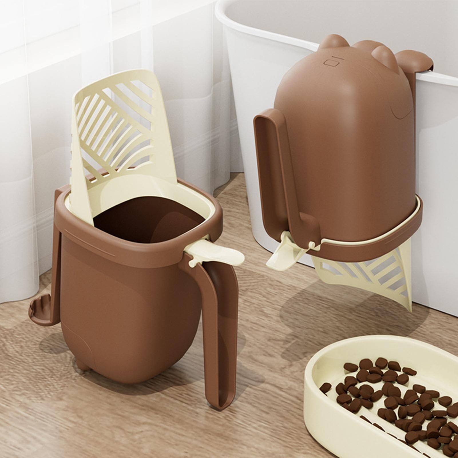 Pala para Arena de Gato, Pala recogedora de Arena con Bote Basura portátil y Soporte for Uso en Interiores Gatos