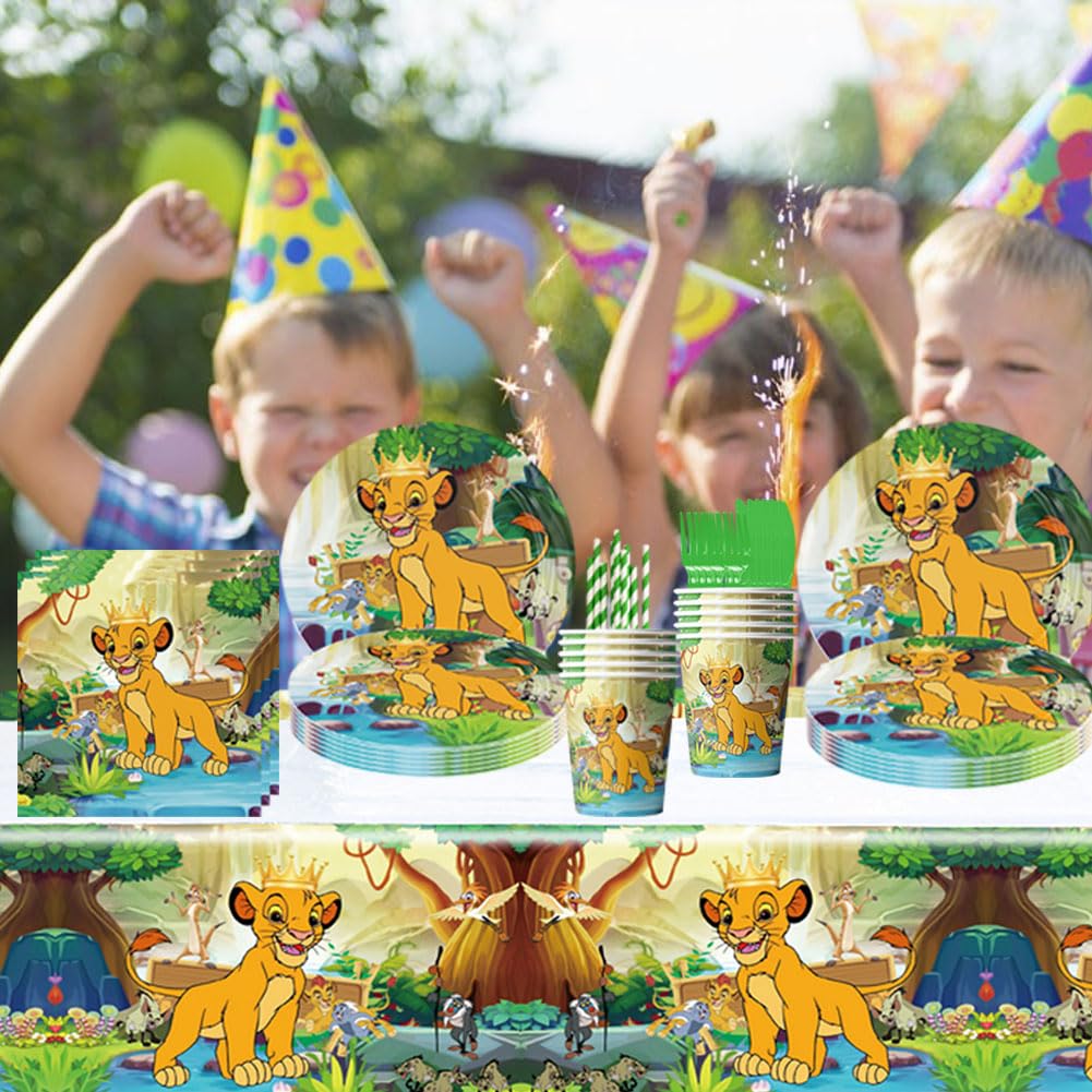 Set Stoviglie Feste Re Leone 41 Pezzi - Piatti, Tazze, Tovaglie Per Compleanno - Foto 4