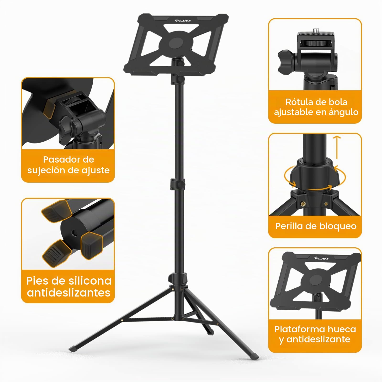 ULANZI Soporte para proyector, Altura Regulable de 60 a 150 cm, Aluminio, Soporte para Ordenador portátil, con Placa Plegable, soporta 3 kg, Ajustable a 360° y 180°