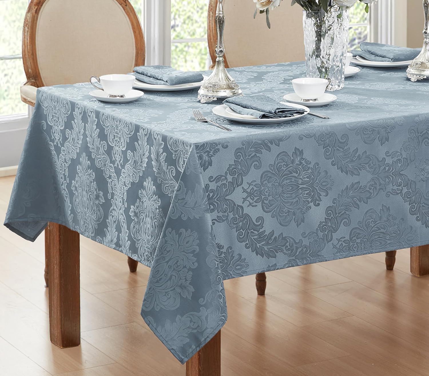 Snapklik.com : Barcelona Damask Fabric Tablecloth, 60 X 144 Inch ...