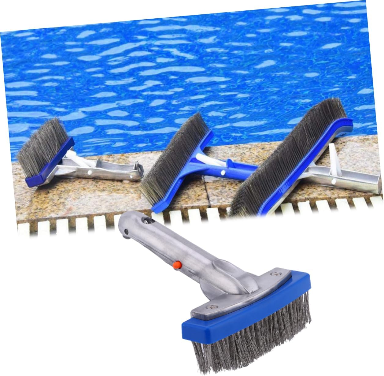 2 pcs Heavy Duty Stainless Steel Pool Brush Sturdy Wire Cleaning Tool for Pool Maintenance for Smooth Surfaces and Outdoor Cleaning