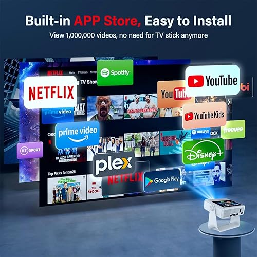 Miniatura 4 de Proyector portátil con pantalla táctil con WiFi6 y Bluetooth, soporte nativo 1080P 4K con aplicaciones integradas, WiFi de doble banda, proyector de