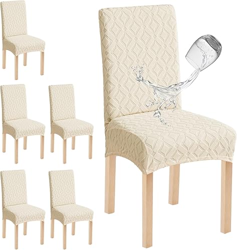 Miniatura 24 de Genina Juego de 4 fundas impermeables para sillas de comedor, extraíbles y lavables, color gris oscuro Gris-oscuro,Beige,Negro,Chocolate,Blanco