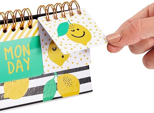 Miniatura 5 de Calendario perpetuo de papel para voltear de limón para escritorio de oficina, suministros de aula, calendario de escritorio con pantalla de día,