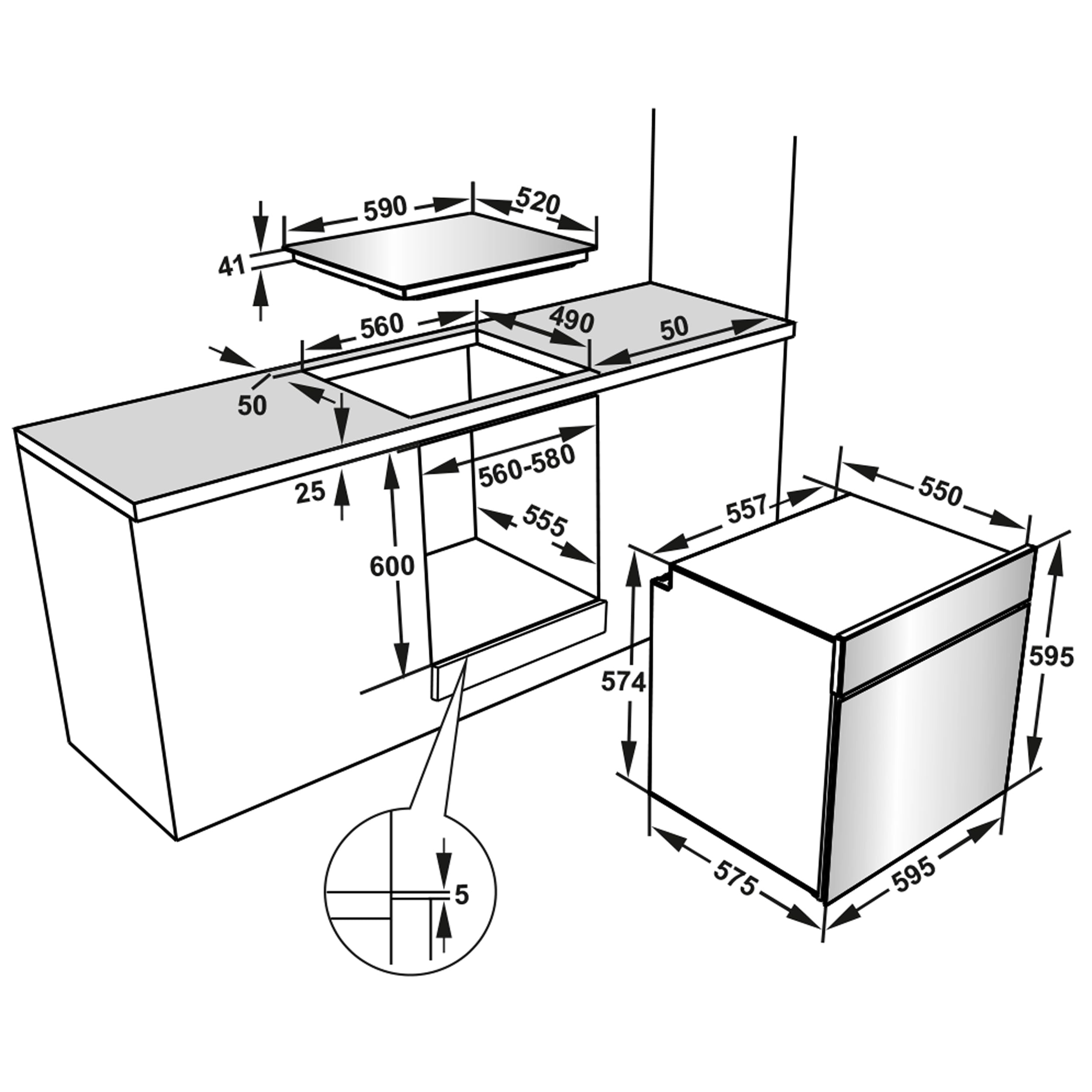 Telefunken Einbauherd-Set 60 cm 78 Liter Glaskeramik-Kochfeld 4 Zonen Backofen Ober-Unterhitze Umluft Teleskopauszug B-HS-75-C-I