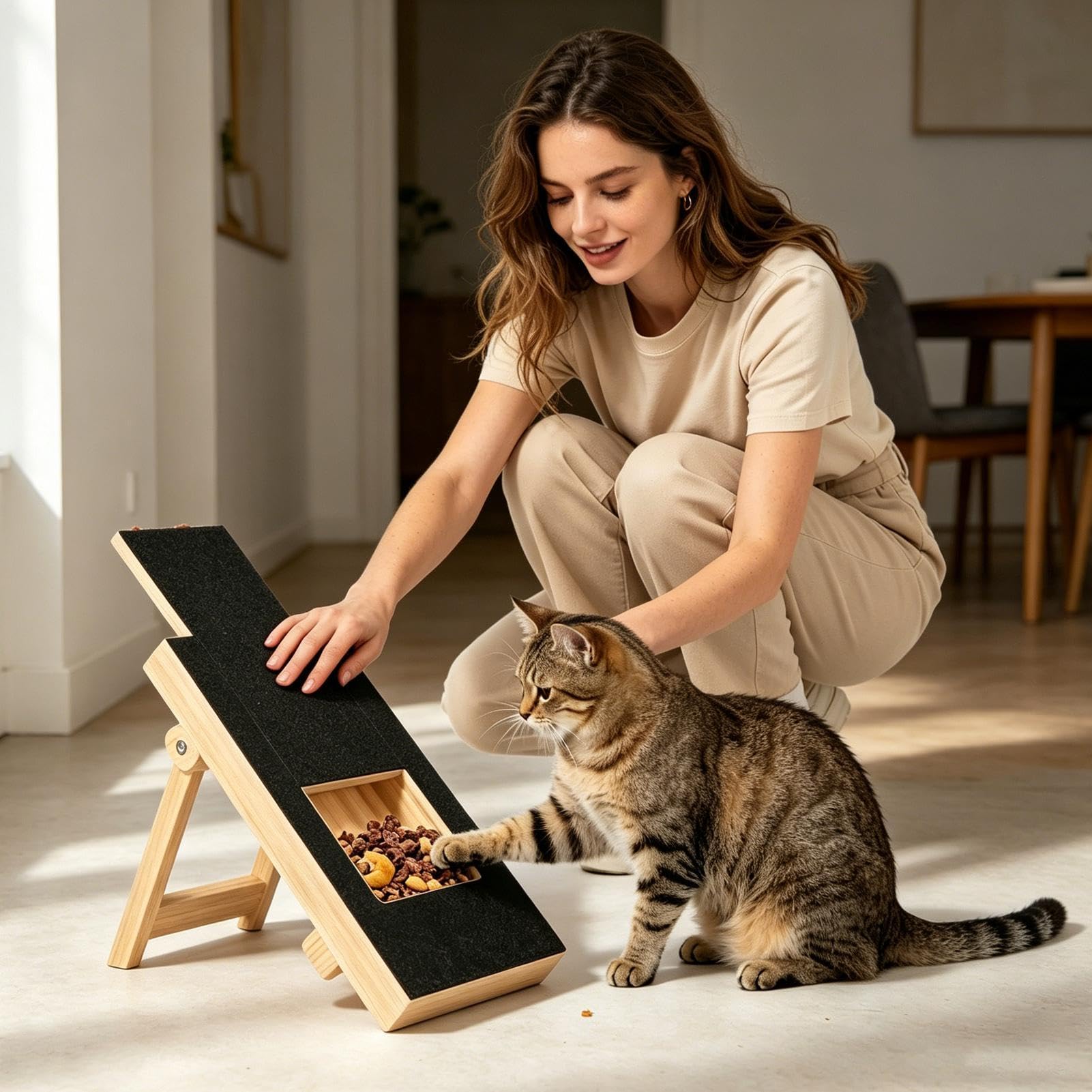 Tagliere tiragraffi per cani, in legno, per attività interattive, con scatola per dolcetti, per divano, mobili, casa, cuccioli, finestre, divani, tappeti, armadietti interni