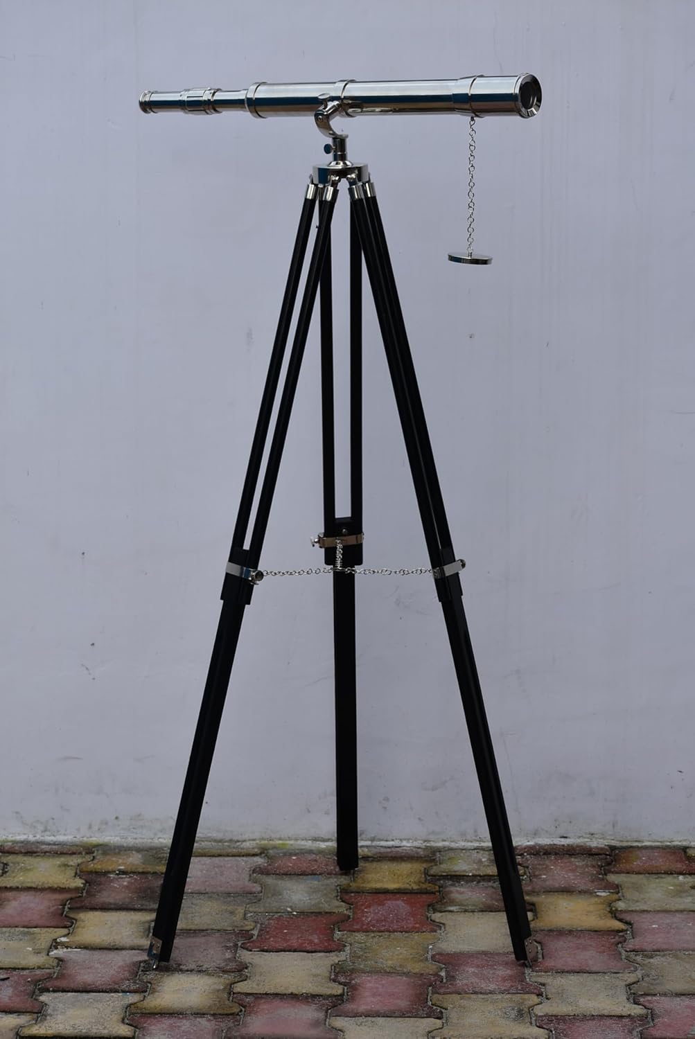 Brass Single Barrel Telescope Griffith Astro with Wooden Tripod Stand | Vintage-Inspired Telescope Gift for Child and Home Decor