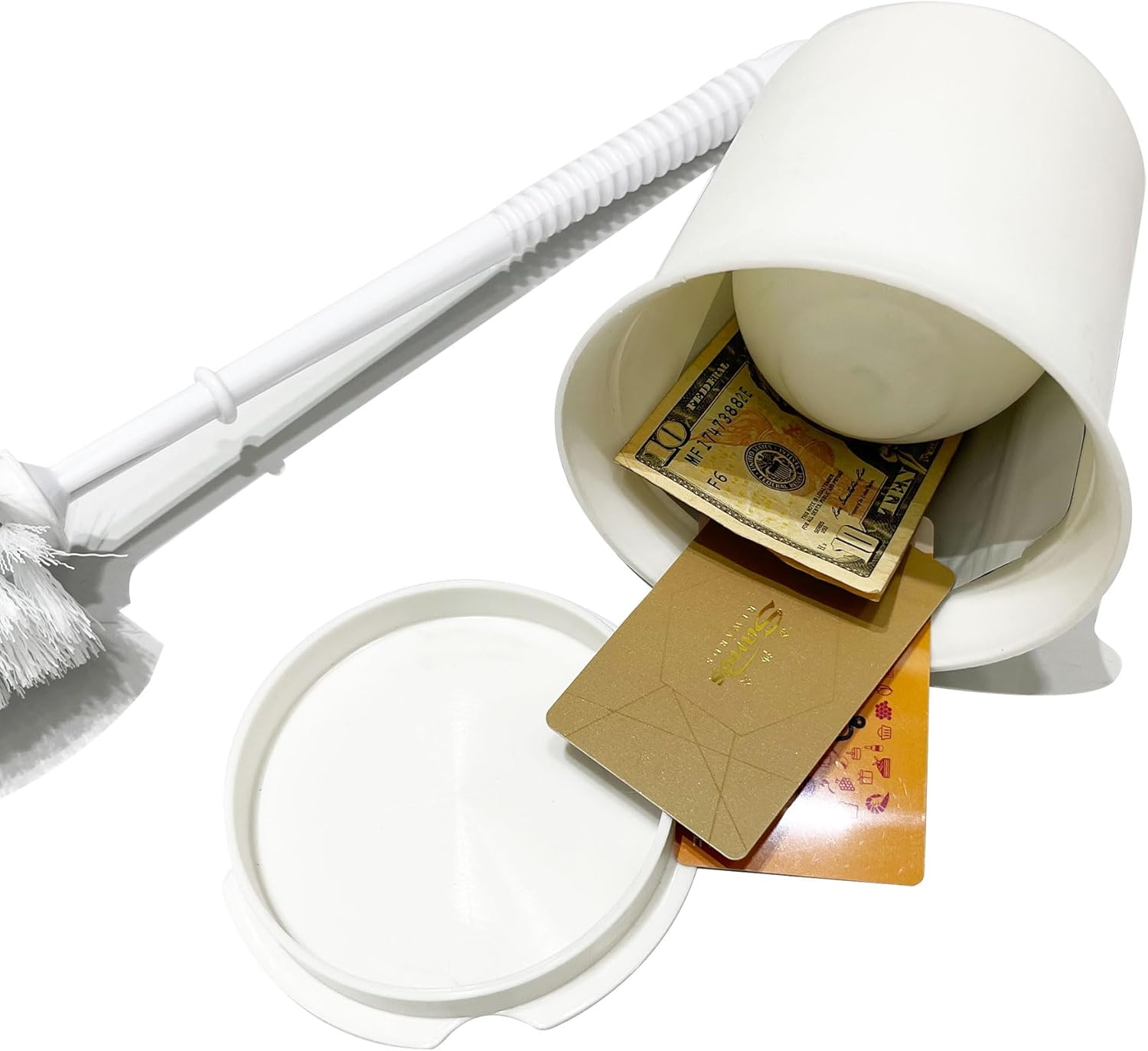 Toilet Brush Diversion Safe Stash Safe box White Toilet Brush Hidden safe with food grade smell proof bag - - 