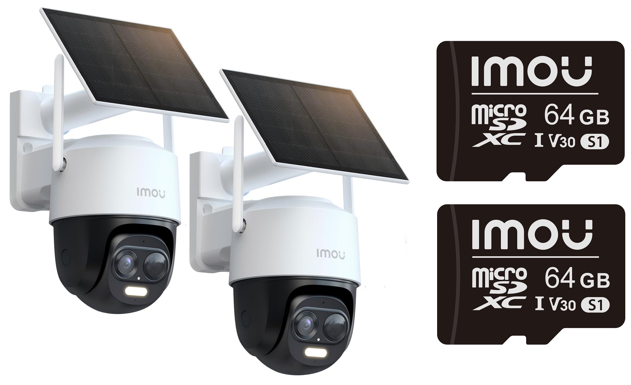 Imou Lot de 2 2K Caméra Surveillance WiFi Exterieure sans Fil Solaire + Lot de 2 Carte Micro SD 64Go - Kit Surveillance