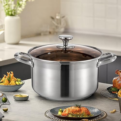 Miniatura 3 de Olla de acero inoxidable de 3.17 cuartos de galón, olla de cocina antiadherente, olla grande para estofado, olla a fuego lento, olla de sopa con