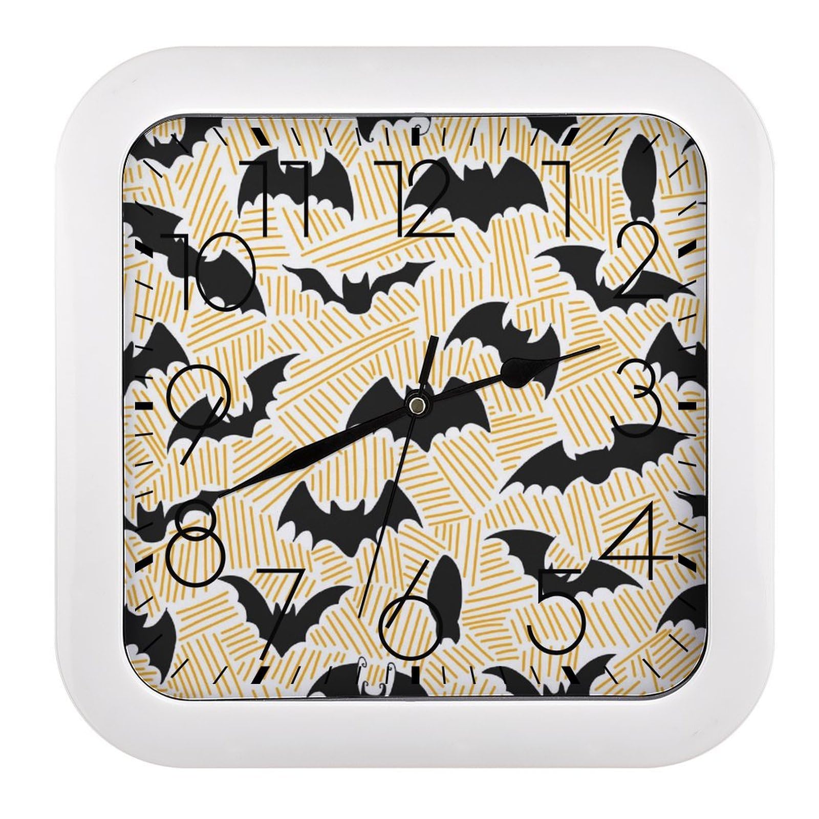 LZQPOEAS Black Bats Wall Clock Fashionable Versatile Silent Wall Clock Simple Elegant Non Ticking Analog Clocks Easy to Install Square Modern Clocks for Home Decoration