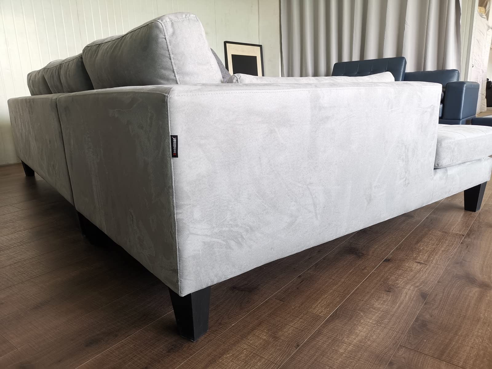 Stendmar 3pc Contemporary Grey Microfiber Fabric Sectional Sofa Chaise