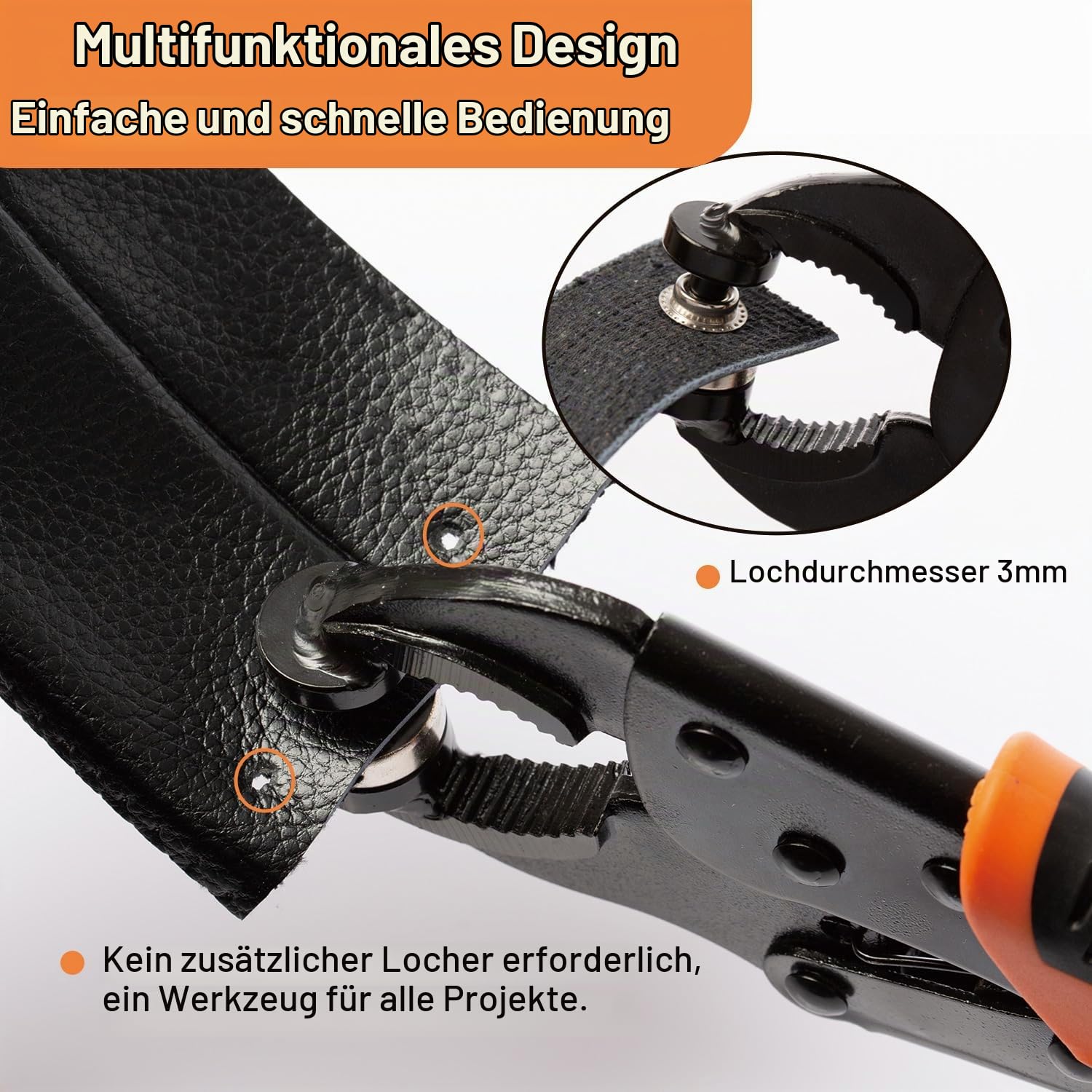 INNOVIO Druckknopf Set mit Zange – 80 Set Metall-Druckknöpfe (15mm) für Leder, Segeltuch, Jacken, Geldbörsen & Taschen – Perfekt für Handwerk & Reparaturen