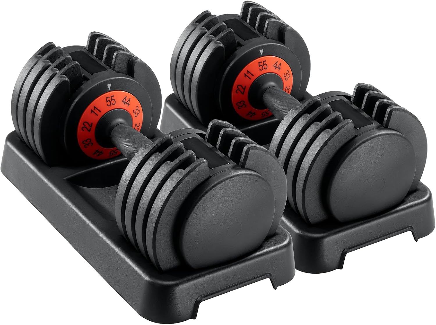 ACCPO Adjustable Dumbbells Set,55LB Dumbbell Pair,Fast Adjustment Weight Dumbbell by Turning Anti-slip Handle,Strength Training Dumbbell with Tray Suitable for Men Women Full Body Exercise