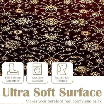 Fit Even Marrakesh Runner Rug – Large Washable Non-Slip Carpet for Living Room, Bedroom, Lounge, Dining, Kitchen, Modern Indoor Long Floor Rug (Red - 210, 60x110 cm)