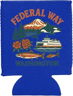 Federal Way Washington Keepsake Souvenir Neoprene Can Hugger Navy