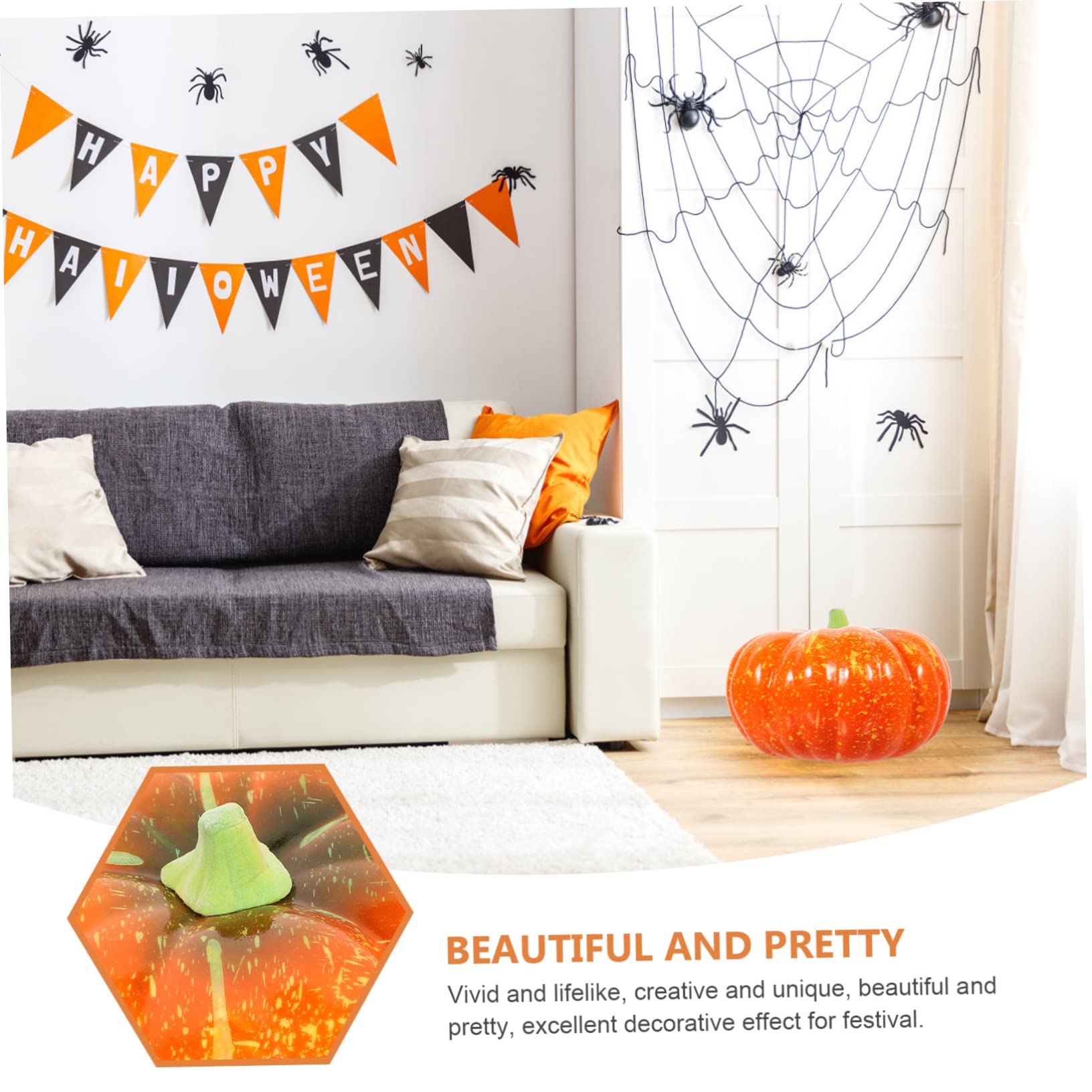 Cabilock 2 Pz Ornamenti di zucca di simulazione di zucche di schiuma zucche artificiali di Halloween decorazioni zucche halloween oggettistica halloween schiume puntelli di zucche