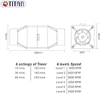 Vista 8 de TITAN Ventilador en línea de ventilación de aire RV, aumentar la circulación de aire, conducto extensible, modo automático de temperatura