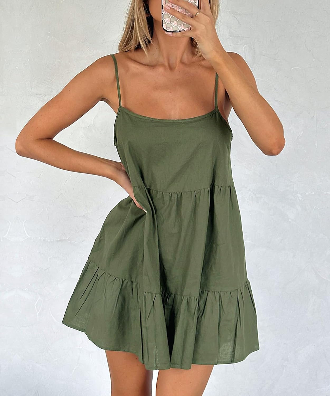 Babydoll Dress for Women Spaghetti Strap Swing Dresses Sleeveless Short Flowy Dress Summer Loose Sundress - Image 3