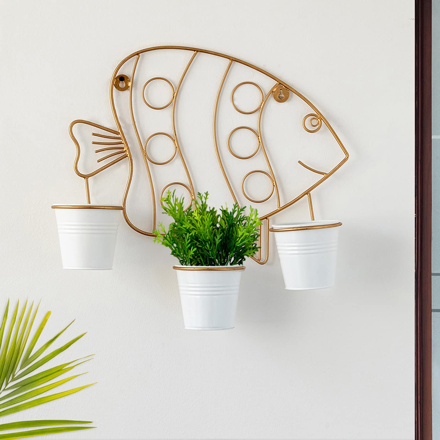 ExclusiveLane Fish Wall Planters for Balcony Living Room (Iron, Brass Finish, 14 Inch) | Wall Hanging Planter Pot Stand for Indoor Plants (B0C4YPRPF7) Amazon Price History, Amazon Price Tracker