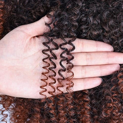 Miniatura 4 de ANNIVIA - Peluca afro de cabello rizado, raíces oscuras, marrón oscuro, ombré, para mujeres negras y blancas, esponjosa, frondosa, de 14 pulgadas, a