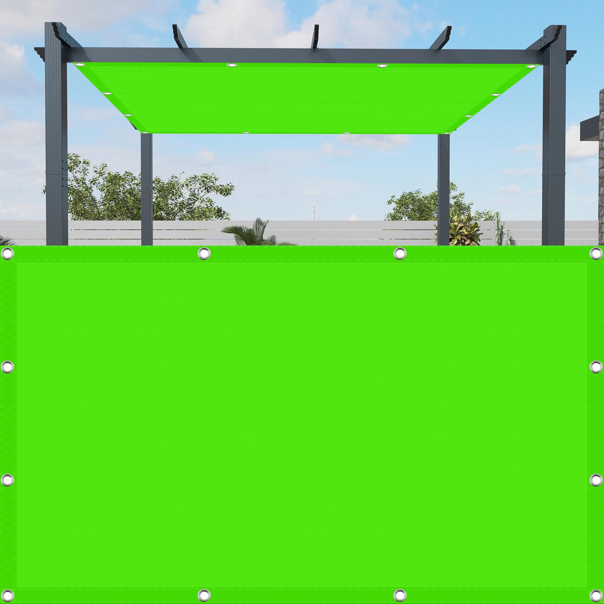 Malla Sombreo Sun Net 2 x 3.6 m Protección Rayos UV Fácil de Colgar con Ojales Sombra Toldo de Jardín Malla 100% Poliéster con SOGA para Patio Exteriores Jardín, Verde Tierno