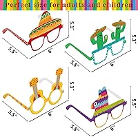 Vista 2 de 15 piezas de decoración de fiesta mexicana, anteojos de papel del Cinco de Mayo, lentes de papel, accesorios para cabina de fotos, accesorios