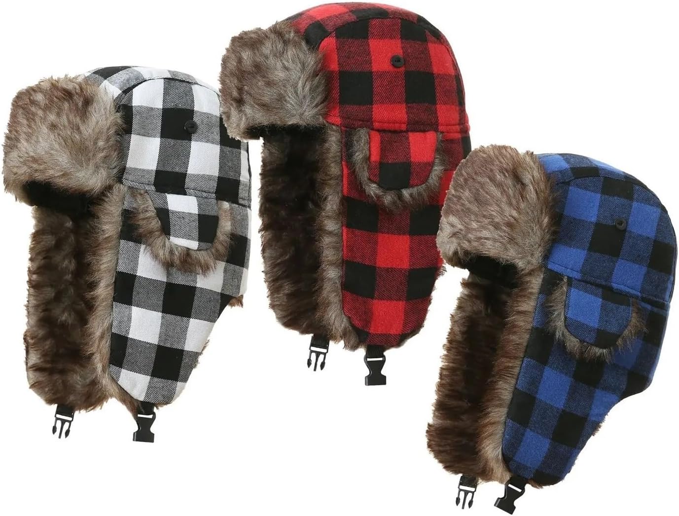 Trapper Hat Winter Plaid Trapper Hat Hunting Flaps Hunter Cap Warm Russian Trooper for Women Men