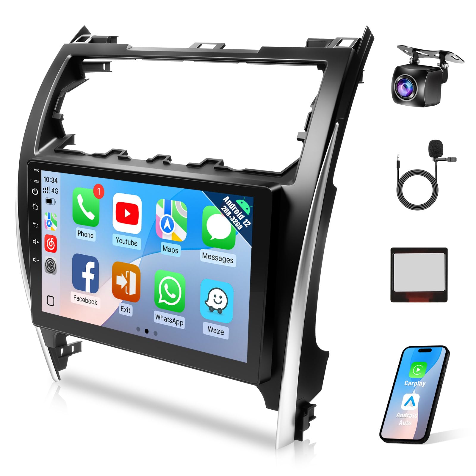 Photo 1 of Naifay Android Car Radio for Toyota Camry 2012 2013 2014 (Non-J.B.L&Big Screen), 10.1inch IPS Touch Screen for Camry Car Radio with Carplay Android Auto Bluetooth GPS WiFi Camera +MIC 2G+32G
