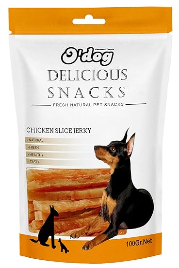 O'Dog Chicken Slice Jerky No Artificial Colours Flavours or Perservatives, A 100% Natural Delicious and Healthy Treat 100 GMS