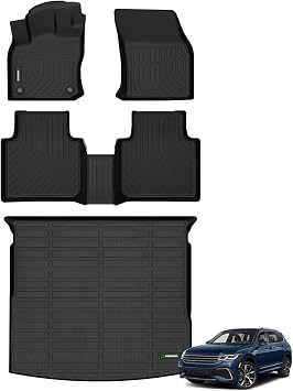 ANBINGOFit for Volkswagen Tiguan Floor Mats 2018-2024 5 Seats,for VW Tiguan Car Mat All Weather Mats for Volkswagen Tiguan TPE Car Matt Rugs for VWTiguan Rubber Trunk Carpet