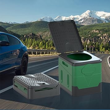 Portable Camping Toilet Outdoor Commode Foldable Car Toilet for Adults Portable Potty with Black Garbage Bag and Storage Bags for Outdoor Emergency Waterproof Luggable Loo Hiking Car Travel