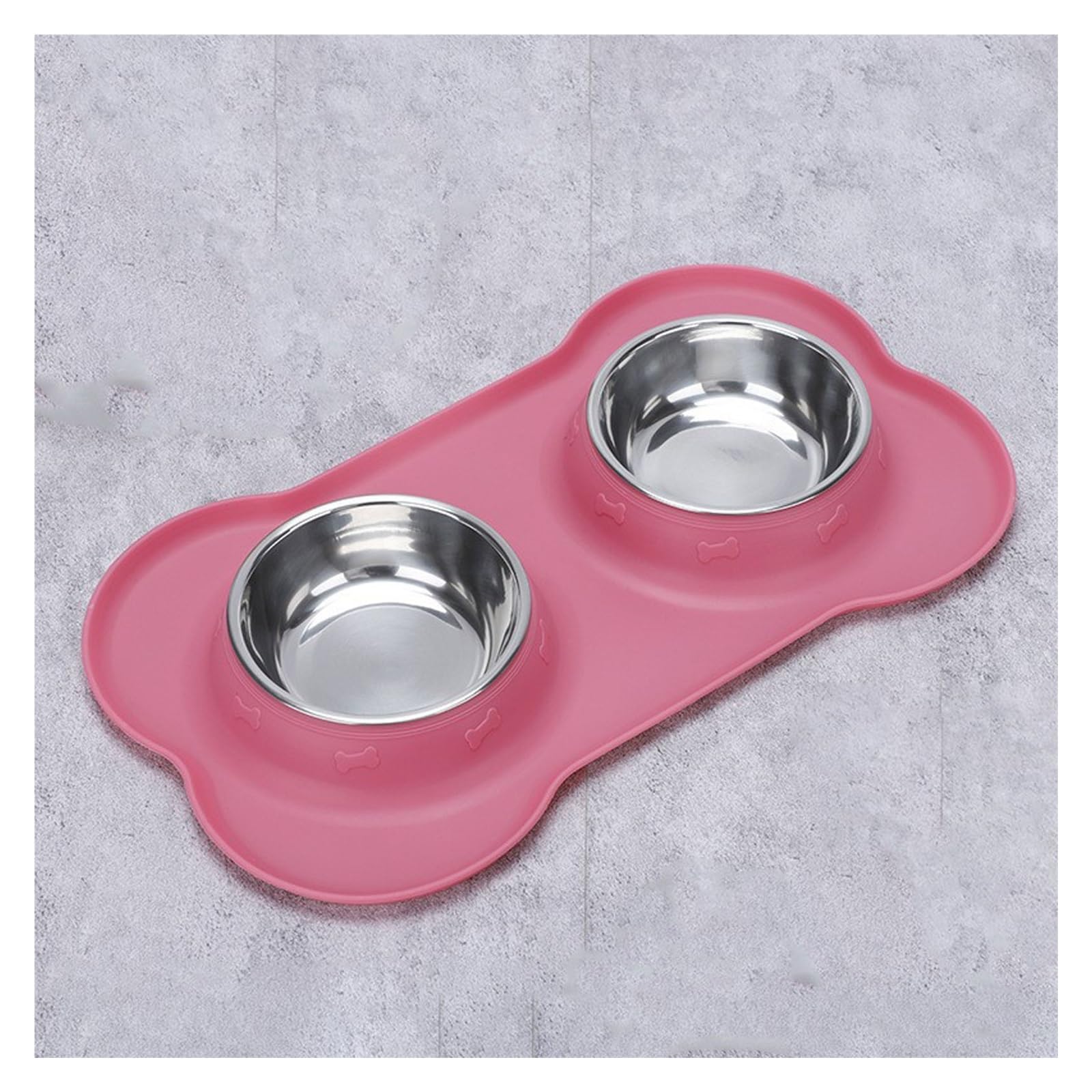Futternapf-Set aus Edelstahl mit rutschfester Matte, perfekt für kleine, mittelgroße Welpen, Hunde und Katzen, kein Verschütten, Schwarz (Rosa, L)