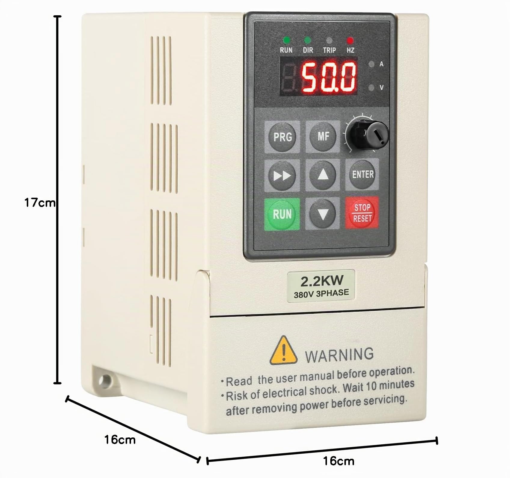 Convertisseur de Fréquence, Variateur de Vitesse VFD 380V 2,2 kW Convertisseur de Vitesse Triphasé Entrée Sortie 380V pour le Contrôle de la Vitesse du Moteur avec Câble de Rallonge 2m