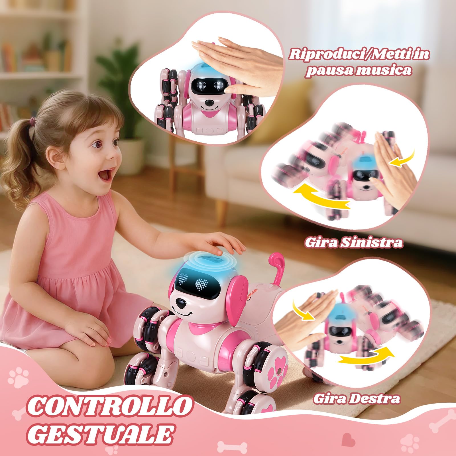JONRRYIN Robot cane giocattolo radiocomandato, 8WD RC Stunt e controllo manuale, giocattolo interattivo programmabile, regalo per ragazzi e ragazze dai 6 anni in su