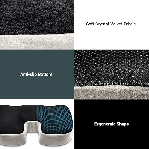 Miniatura 6 de Coverland Comfort Plus - Cojín de asiento contorneado de espuma viscoelástica, diseño ortopédico ergonómico para silla de oficina, automóvil, parte