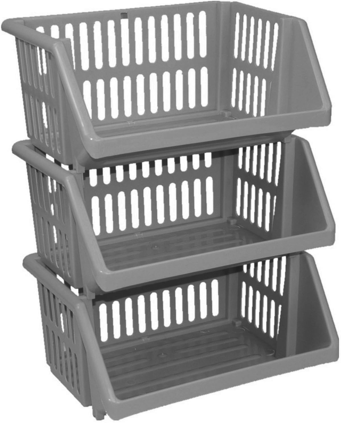3 Tier Silver Plastic Stacking Vegetable Food Kitchen Storage Rack Stand Basket by 7th-AVE