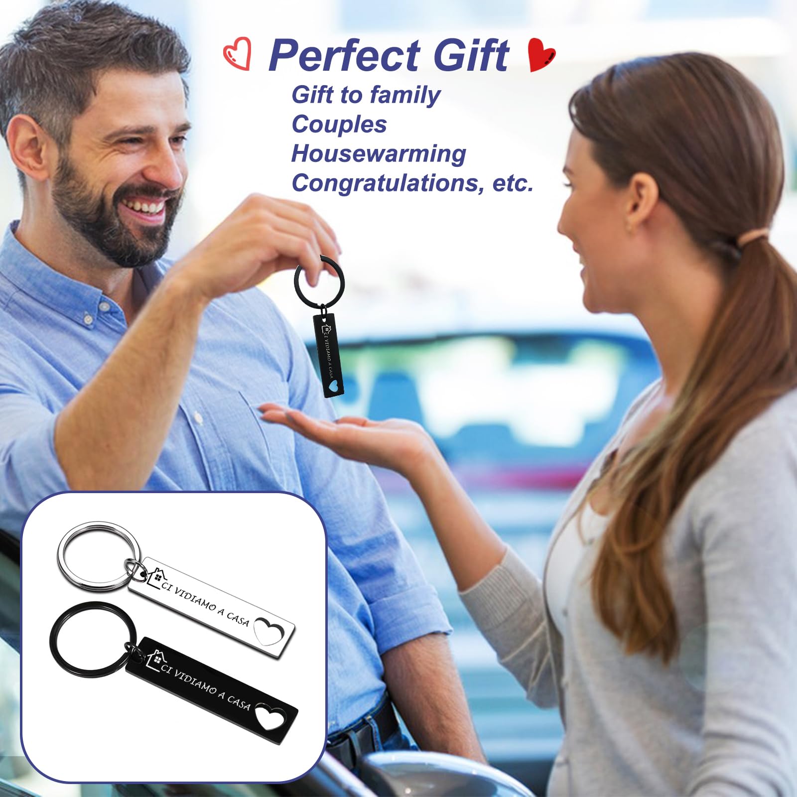 Portachiavi Casa Per Coppie Con Biglietto Auguri E Sacchetto Velluto - Regalo Inaugurazione Casa - Foto 5