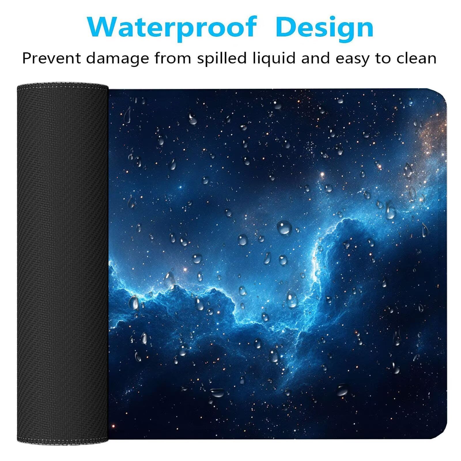 Niebieska podkładka pod mysz XXL Starry Sky 1600 x 800 x 4 mm Podkładka pod mysz do gier, duża wodoodporna antypoślizgowa podkładka na biurko, podkładka pod mysz szyte krawędzie dla graczy, komputer